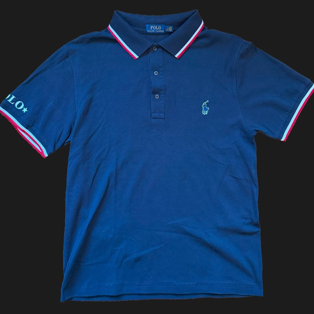 Ralph Lauren Polo Shirt - Blue - Size M-L **READ THE DESCRIPTION**